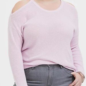 Torrid LILAC PINK SWEATER-KNIT COLD SHOULDER TOP (0)